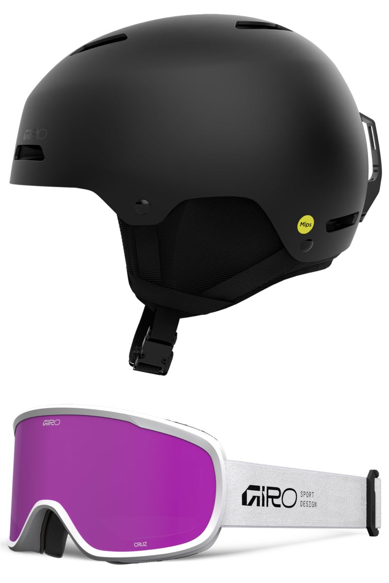 Giro Ledge MIPS Snow Helmet/Goggle Combo - (Combo) Matte Black - White Stacked - Size Small - Image 1
