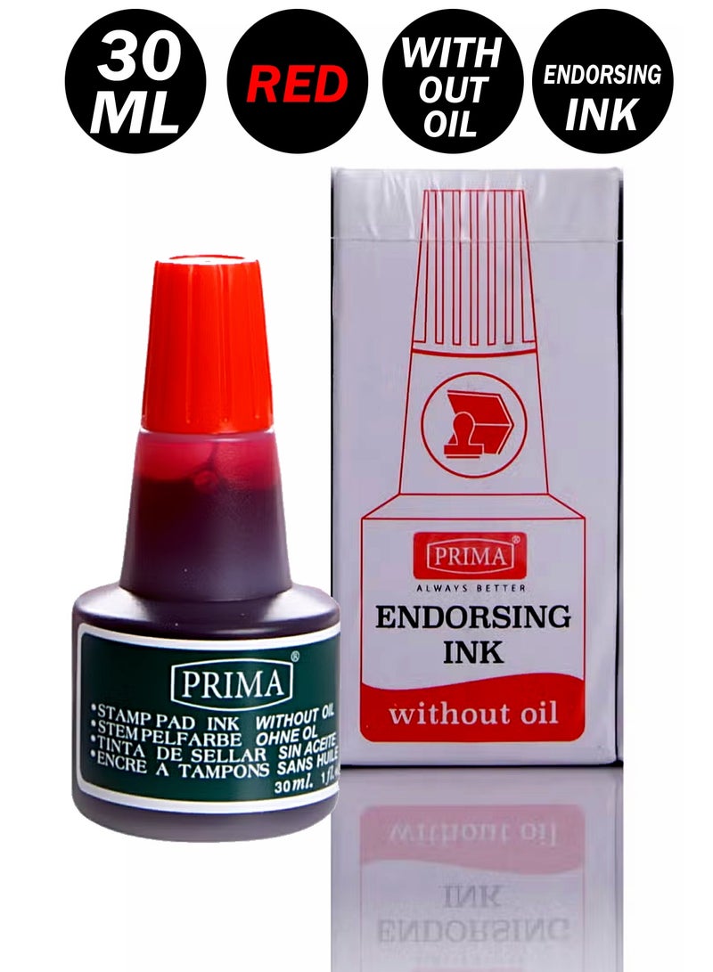 بريما عبوة من 3 وسادات حبر أحمر/30 مل/بدون زيت/حبر ختم - Image 3