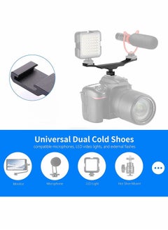Y&D Dual Cold Shoe Extension Bracket, Aluminum Alloy Bracket with 1/4" Thread Holes  - Image 3