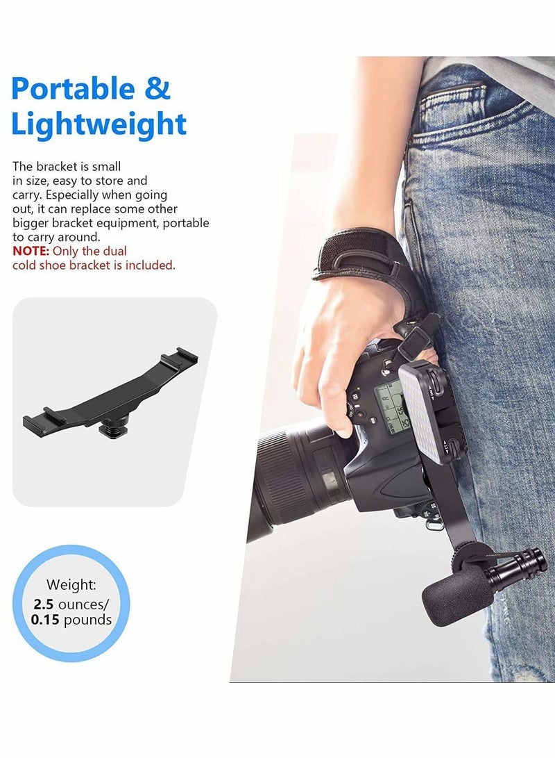 Y&D Dual Cold Shoe Extension Bracket, Aluminum Alloy Bracket with 1/4" Thread Holes  - Image 4