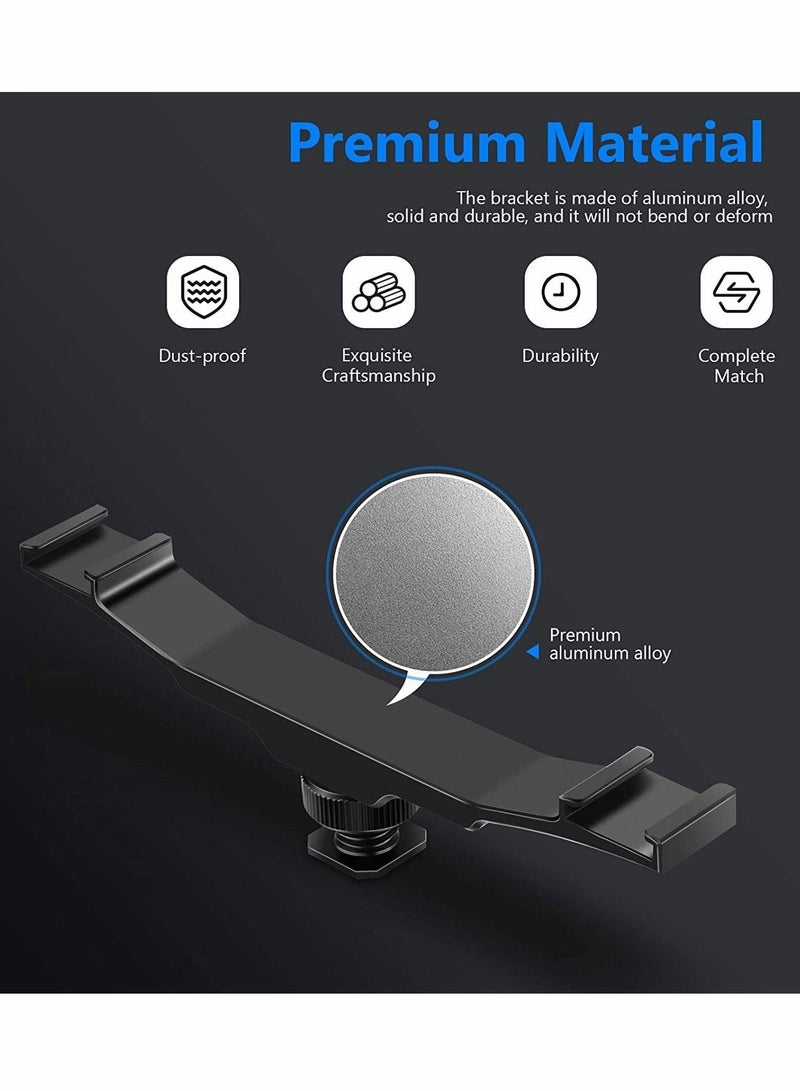 Y&D Dual Cold Shoe Extension Bracket, Aluminum Alloy Bracket with 1/4" Thread Holes  - Image 2
