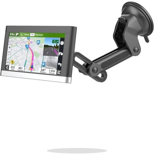 SkyTitan SkyTian for Garmin GPS Car Mount Replacement Sticky Suction Cup 17mm Ball Mount Long Arm Windshield Holder fit Garmin Nuvi Drive Dezl RV GPS, Black - Image 1