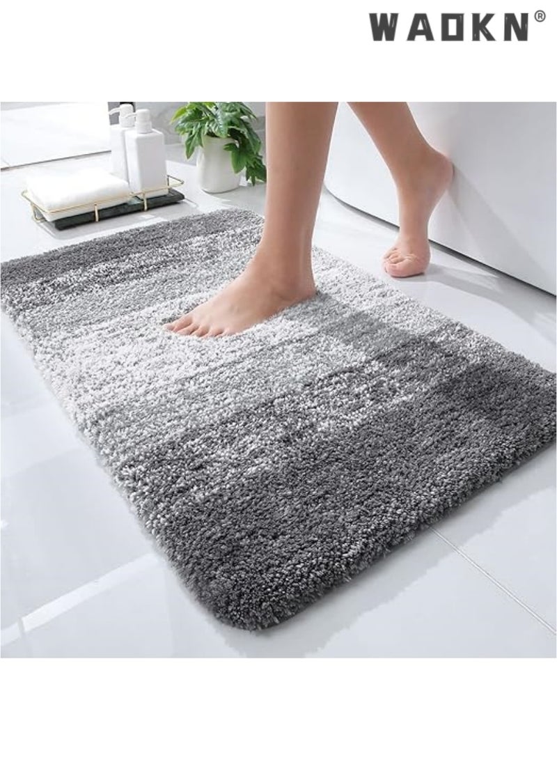 السجاد الحمام الفاخرة ، لينة ماصة ستوكات السجاد الحمام ، ومكافحة زلق المضادة للانزلاق المضادة للانزلاق السجاد حوض الاستحمام ، آلة قابل للغسل والتجفيف ، والأرضيات الحمام وحوض الاستحمام والحصير للاستحمام ( رمادي ، 50x80cm ) - Image 1