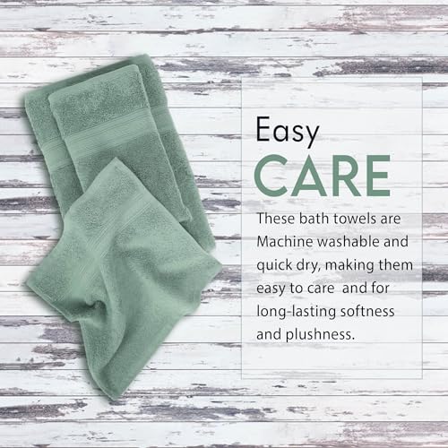Ambra Linens 500 GSM Highly Absorbent Towels Set 100% Cotton Soft and Plush All Seasons Use Large Everyday Use Durable Face, Bath and Hand Towels (6 Pieces Towel Set, Aqua Green) - Image 4