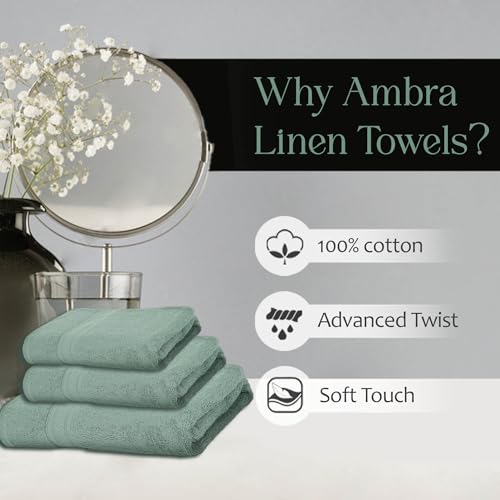 Ambra Linens 500 GSM Highly Absorbent Towels Set 100% Cotton Soft and Plush All Seasons Use Large Everyday Use Durable Face, Bath and Hand Towels (6 Pieces Towel Set, Aqua Green) - Image 5