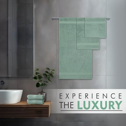 Ambra Linens 500 GSM Highly Absorbent Towels Set 100% Cotton Soft and Plush All Seasons Use Large Everyday Use Durable Face, Bath and Hand Towels (6 Pieces Towel Set, Aqua Green) - Image 3