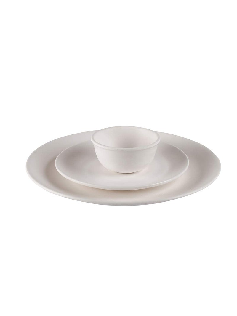 Everbuy Microwave Safe 24 pcs Round Dinner Set - Porcelain Look, Ultra Light, Break Resistant (6 Big Plate + 6 Quarter Plate + 12 Curry Bowls) - Image 3