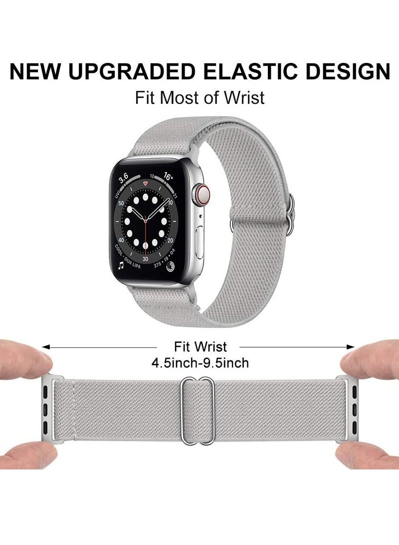 Phone Planet Nylon Solo Loop Bands Compatible with Apple Watch 42mm 44mm, Adjustable Stretch Braided Sport Elastics Women Men Strap Compatible with iWatch Series 6/5/4/3/2/1 SE, Gray - Image 2