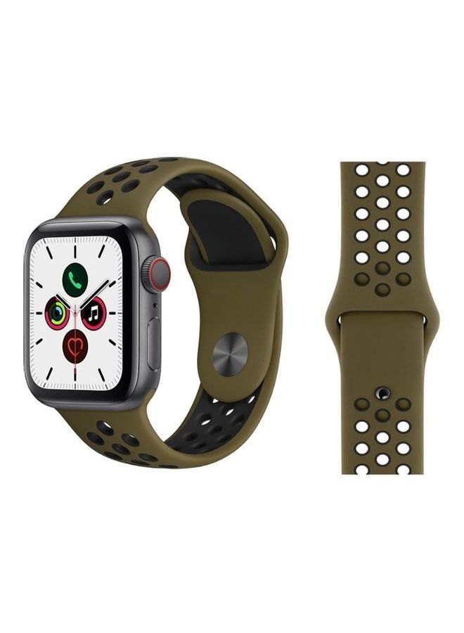 vesus Replacement Strap Watchband For Apple Watch Series 7 41mm / 6 / SE / 5 / 4 40mm / 3 / 2 / 1 38mm Green/Black