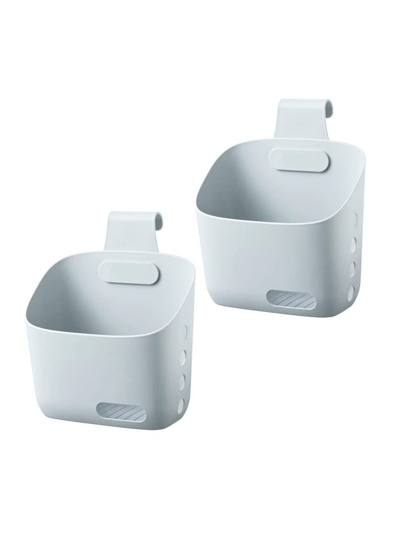 KASTWAVE 2 Pack Plastic Hanging Cup Holders, Rolling Cart Organizer Accessories, Trolley Basket Storage Hanging Bucket for Bathroom Kitchen, Gray - Image 1