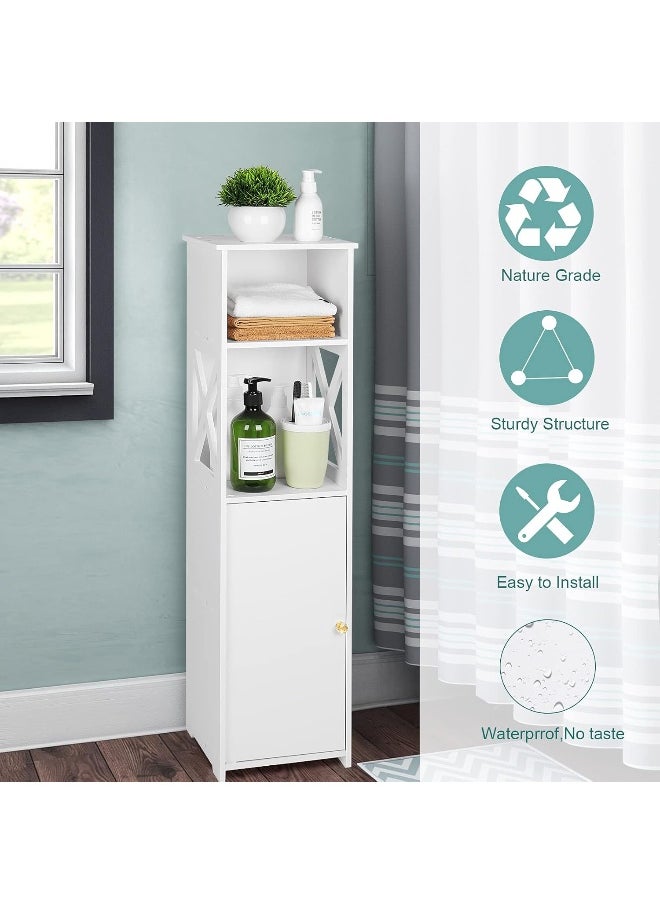 TPGP Bathroom Floor Cabinet, Home Storage Cabinet with Doors and Shelves, Free Standing Tall Slim Side Organizer, Home Furniture Unit, Waterproof Kitchen Storage Rack, White Pantry Cabinet  - Image 3