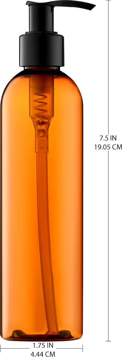 Bar5F Pump Bottle Dispenser 8.5-Ounce UV Protection For Lotion Oil Cream Soap Shampoo Empty Refillable BPA-Free 6-Pack - Image 3
