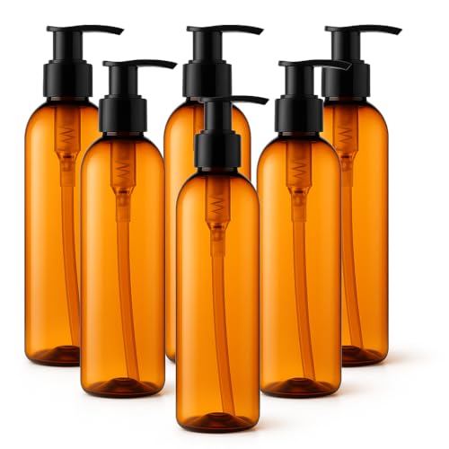 Bar5F Pump Bottle Dispenser 8.5-Ounce UV Protection For Lotion Oil Cream Soap Shampoo Empty Refillable BPA-Free 6-Pack - Image 1