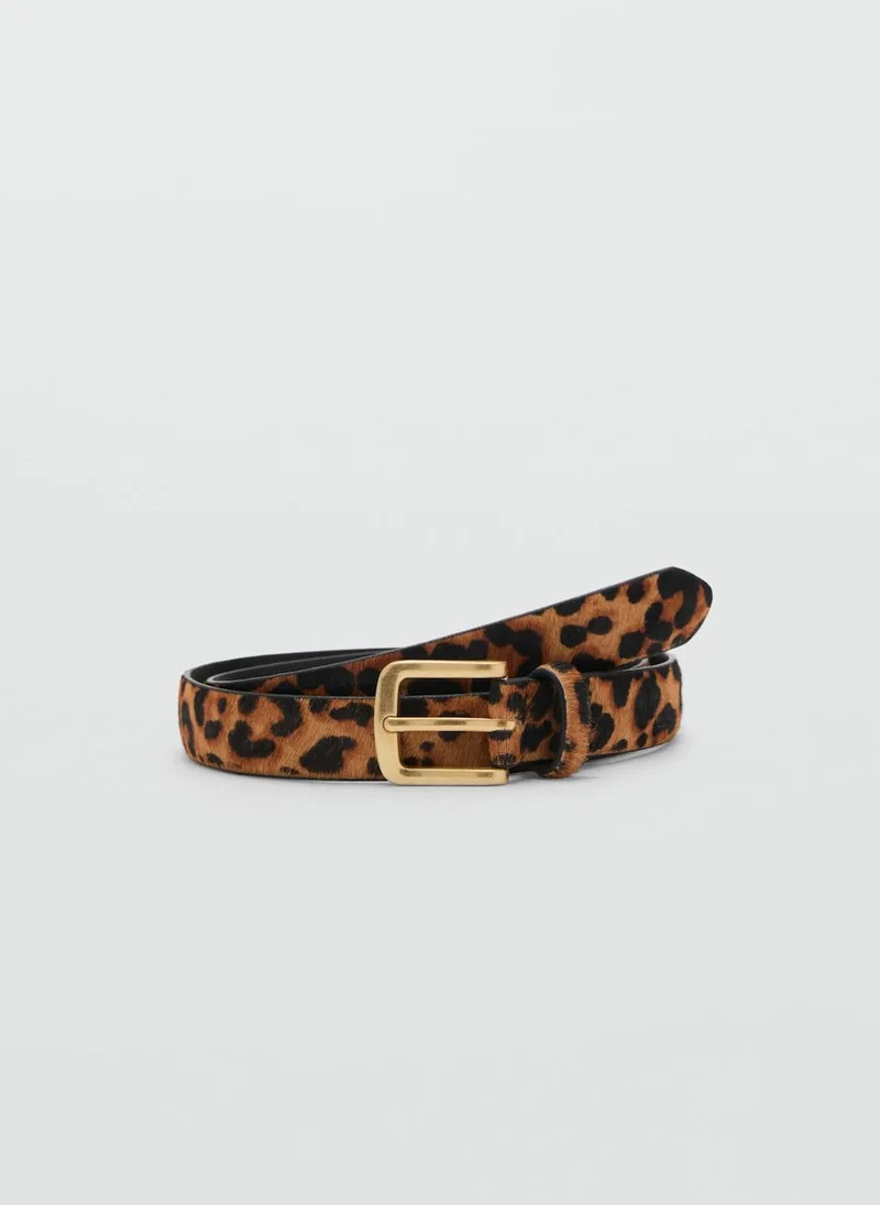 مانجو Animal print leather belt