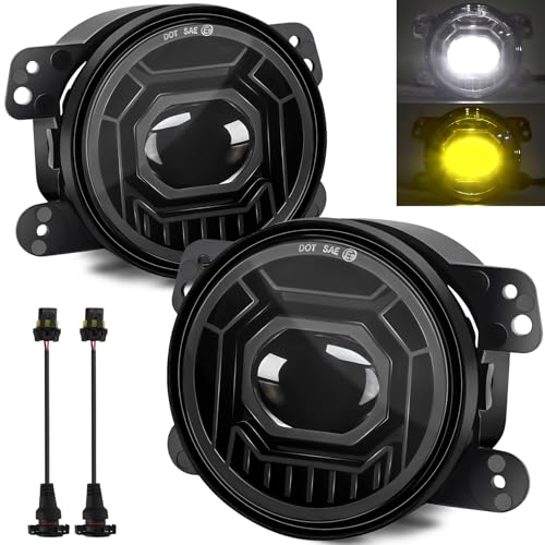 KARSAM 4 Inch Round LED Fog Lights for 20072018 Jeep Wrangler JK JKU 20182024 Jeep Wrangler JLU Accessories 60W White Amber OffRoad Lamps Black Front Bumper LED Fog Lights Assembly DOT Approved