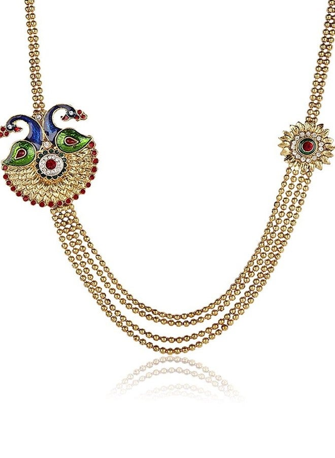 Shining Diva Gold Plated Traditional Necklace Set/Jewellery Set with Earrings for Girls and Women(Golden)(rrr5854s) - Image 2