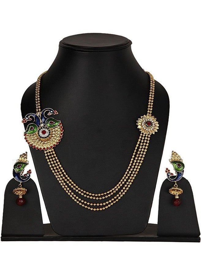 Shining Diva Gold Plated Traditional Necklace Set/Jewellery Set with Earrings for Girls and Women(Golden)(rrr5854s) - Image 3