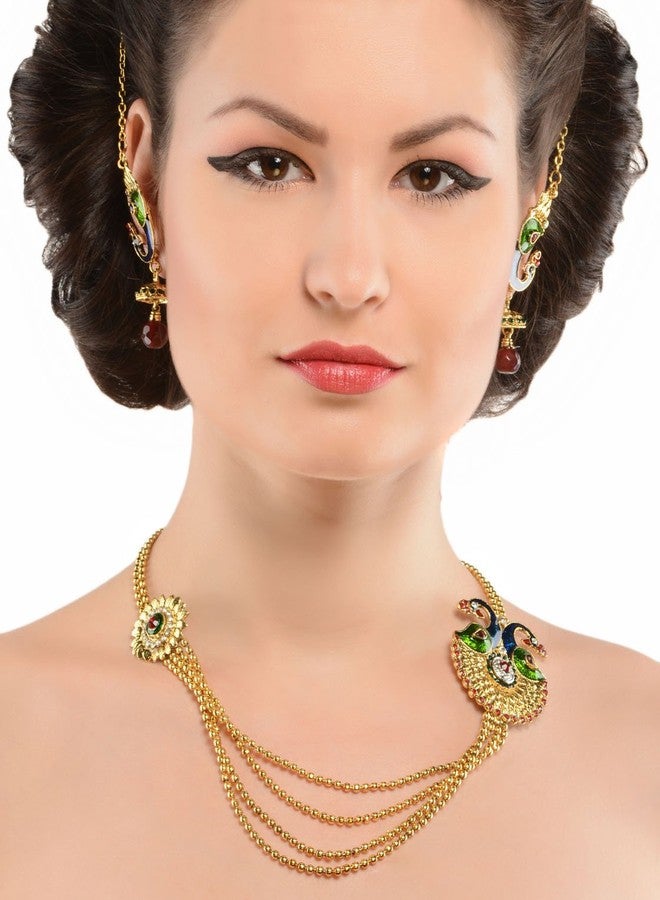 Shining Diva Gold Plated Traditional Necklace Set/Jewellery Set with Earrings for Girls and Women(Golden)(rrr5854s) - Image 4