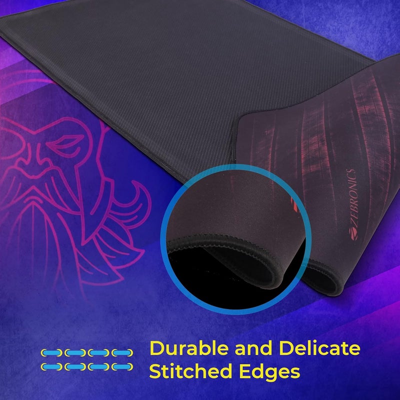 ZEBRONICS Firestorm Gaming Mouse pad for All Mouse sensors with Micro-Textured Fabric Surface, Anti Slip Rubber Base, 800x300mm Size, 4mm Thickness and a Portable roll and go Design - Image 2