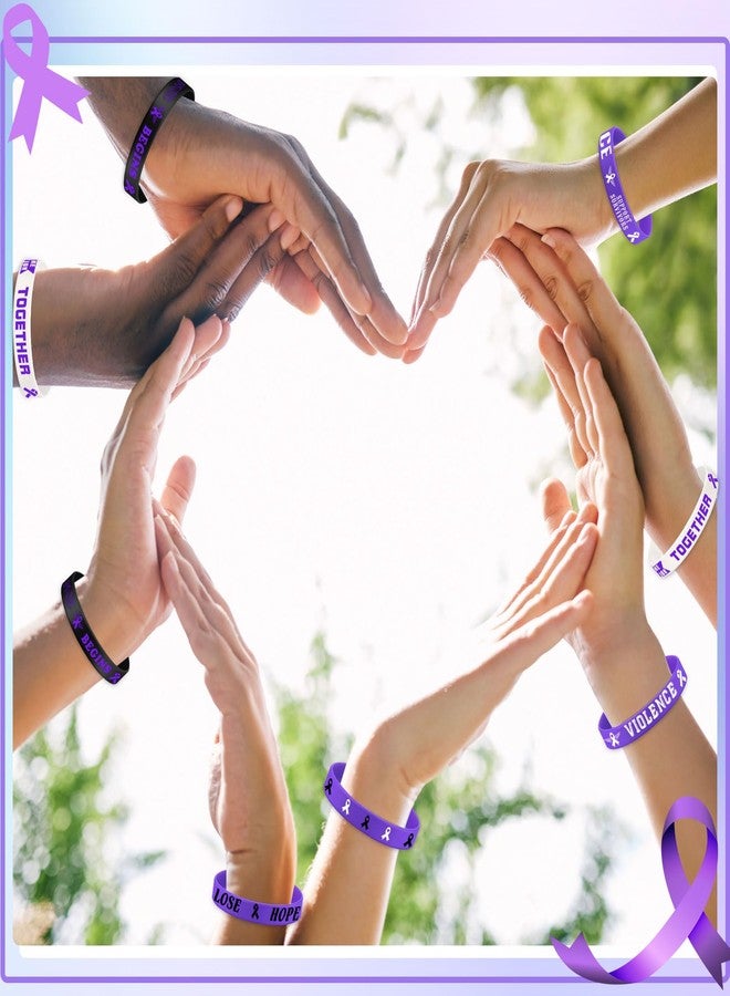 Landical 120 Pcs Domestic Violence Awareness Bracelets Bulk End Domestic Violence Silicone Wristbands Purple Ribbon Awareness Bracelets - Image 4