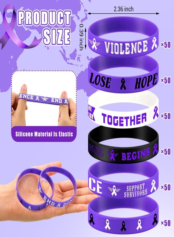 Landical 120 Pcs Domestic Violence Awareness Bracelets Bulk End Domestic Violence Silicone Wristbands Purple Ribbon Awareness Bracelets - Image 3