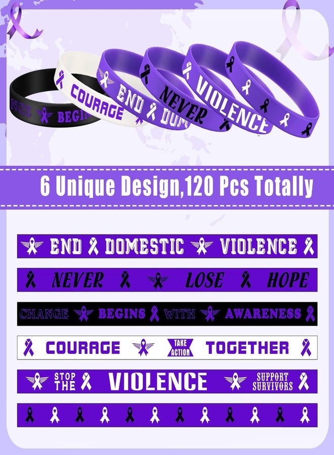 Landical 120 Pcs Domestic Violence Awareness Bracelets Bulk End Domestic Violence Silicone Wristbands Purple Ribbon Awareness Bracelets - Image 2