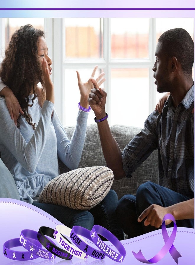 Landical 120 Pcs Domestic Violence Awareness Bracelets Bulk End Domestic Violence Silicone Wristbands Purple Ribbon Awareness Bracelets - Image 5