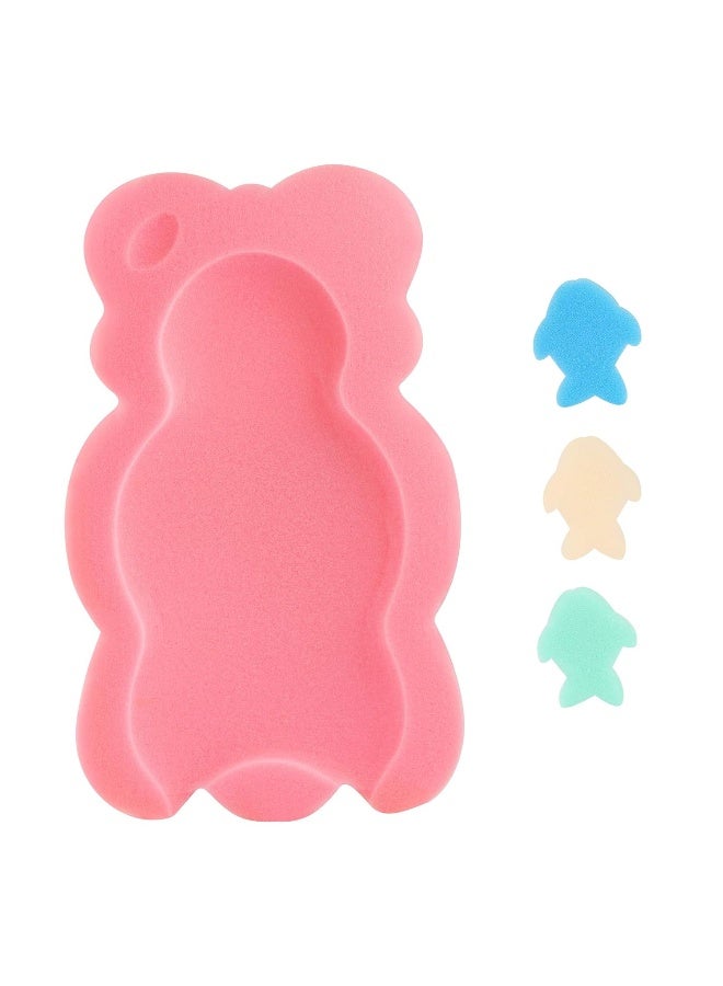 KECUCO Baby Bath Cushion Infant Bath Mat, Pad & Sponge for Toddler, Infant & Newborn (Pink-Style4) - Image 1