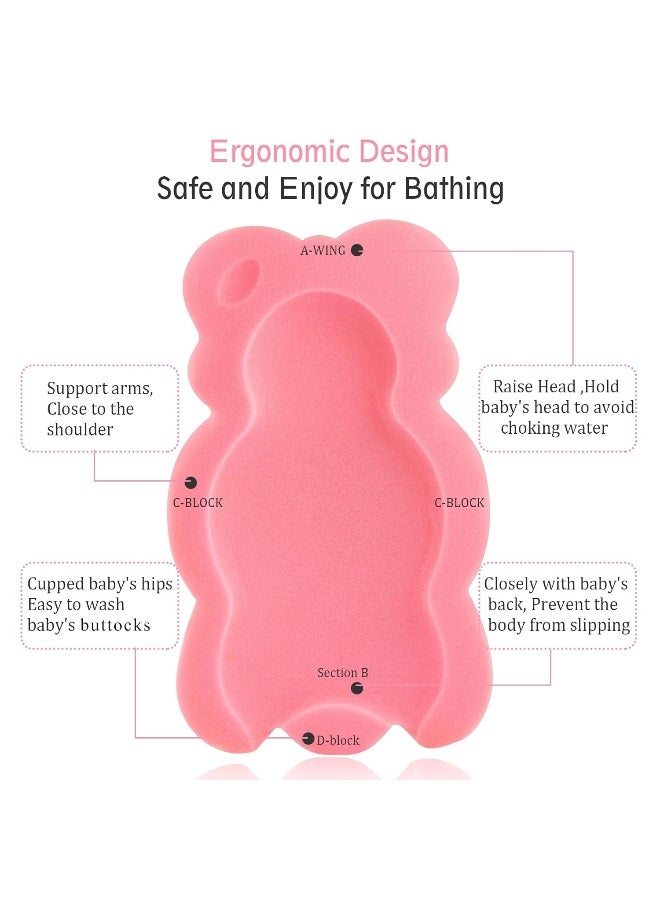 KECUCO Baby Bath Cushion Infant Bath Mat, Pad & Sponge for Toddler, Infant & Newborn (Pink-Style4) - Image 4