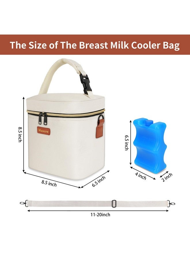 Mancro Bottle Cooler Bag For Brestmilk Breastmilk Cooler Bag For Travel Fits 4 Baby Bottles Up To 9 Ounce Baby Bottle Bag With Ice Pack Lnsulation Breast Milk Cooler Travel Gifts Beige  - Image 3