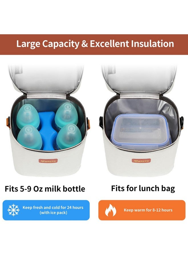 Mancro Bottle Cooler Bag For Brestmilk Breastmilk Cooler Bag For Travel Fits 4 Baby Bottles Up To 9 Ounce Baby Bottle Bag With Ice Pack Lnsulation Breast Milk Cooler Travel Gifts Beige  - Image 4