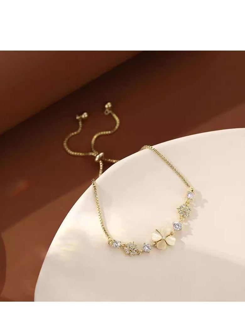 Four Leaf Clover Adjustable Bracelet for Women – Elegant Pull Chain Design, Niche Light Luxury Jewelry, Minimalist Lucky Charm Wrist Accessory - Image 5