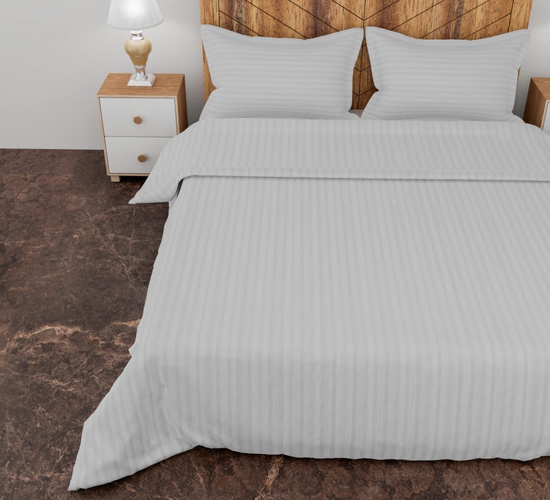 AJISH Duvet Cover King Size - 310 TC Cotton Stripe Pattern - with 2 Pillow Cover - Bed Blanket Cover, Quilt Cover, Rajai Cover, Comforter Cover, White, King Duvet Cover - 102 X 110 Inch - Image 2
