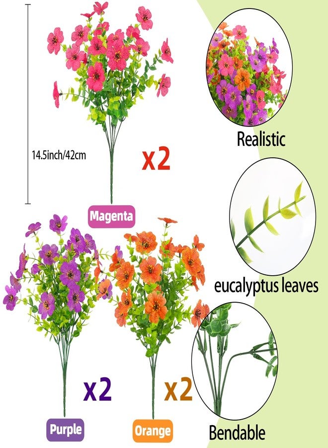 ATTGREAT Artificial Spring Flowers for Outdoors Faux Plants UV Resistant Realistic Fake Flowers Outside for Garden Planter Porch Home Decor, 6 Bundles (Multicolor) - Image 4