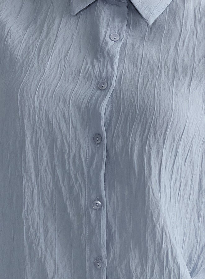 trendyol Blue Striped Textured Fabric Regular Regular Pattern Woven Shirt - Image 4