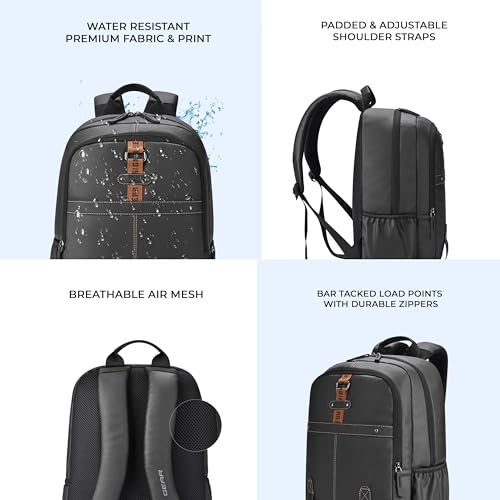 Gear Classic 4 Faux Leather (Without Anti Theft) 16"/20L Medium Water Resistant Laptop Backpack/Casual Backpack/Daypack/Travel Backpack/College Bag For Men/Women(Black-Black) - Image 5