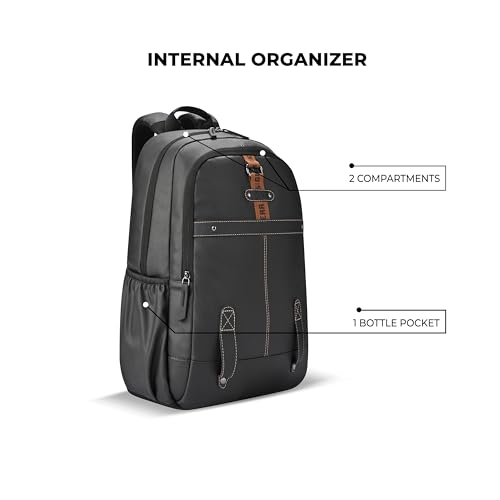 Gear Classic 4 Faux Leather (Without Anti Theft) 16"/20L Medium Water Resistant Laptop Backpack/Casual Backpack/Daypack/Travel Backpack/College Bag For Men/Women(Black-Black) - Image 3