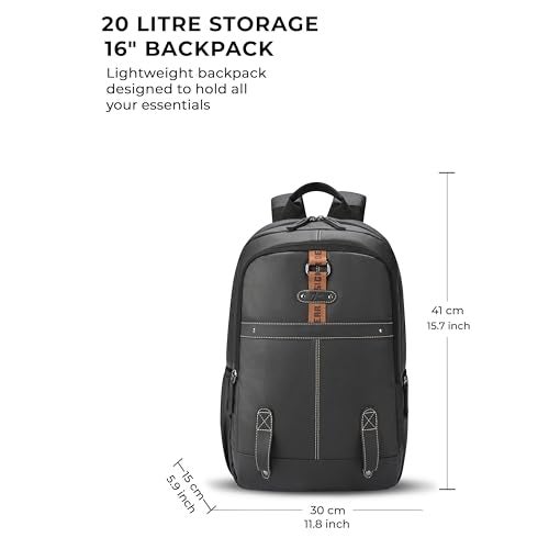 Gear Classic 4 Faux Leather (Without Anti Theft) 16"/20L Medium Water Resistant Laptop Backpack/Casual Backpack/Daypack/Travel Backpack/College Bag For Men/Women(Black-Black) - Image 2