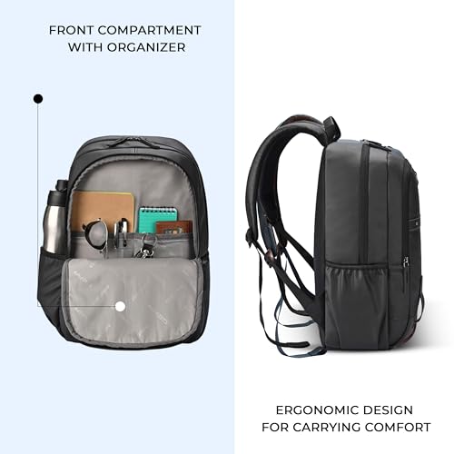 Gear Classic 4 Faux Leather (Without Anti Theft) 16"/20L Medium Water Resistant Laptop Backpack/Casual Backpack/Daypack/Travel Backpack/College Bag For Men/Women(Black-Black) - Image 4