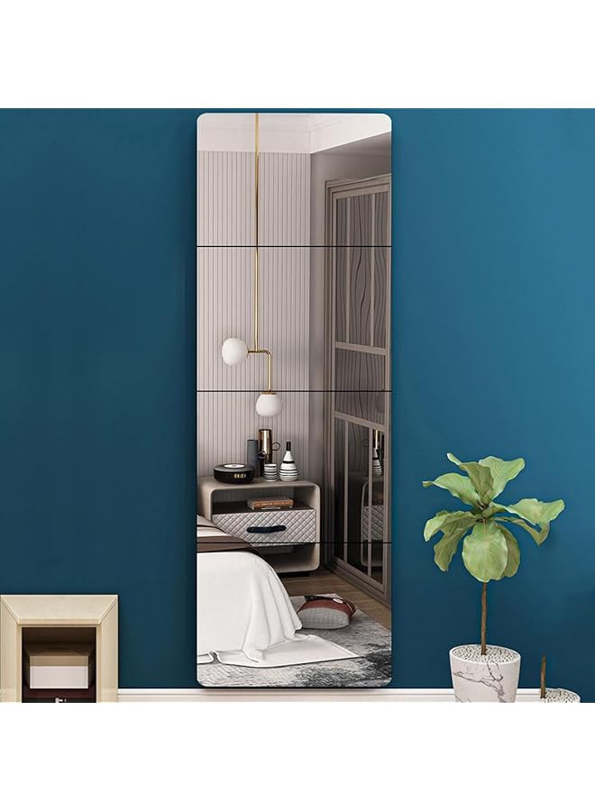 The Bros 4 Pieces Full Length Mirror Tiles, Wall Mirror Self Adhesive, Mirror Decor Bedroom Mirror, Glass Body Mirror Tall Mirror Full Body, Frameless Mirror Set for Bedroom Living Room 12 x 12 inch - Image 1