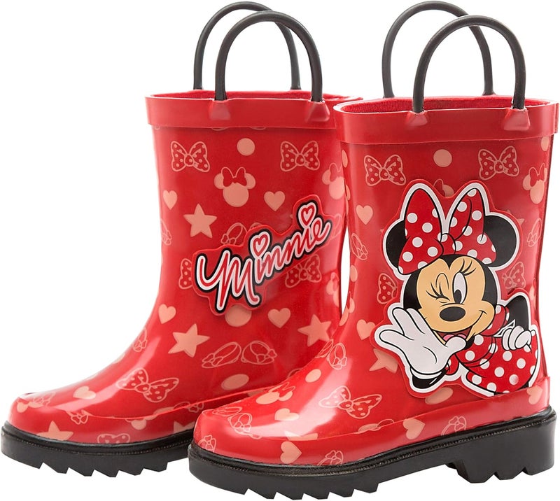 Disney Minnie Mouse and Mickey Mouse Rubber Rainboots - Waterproof - Easy-on - Toddler and Little Kids Sizes - Boys, Girls - Image 2