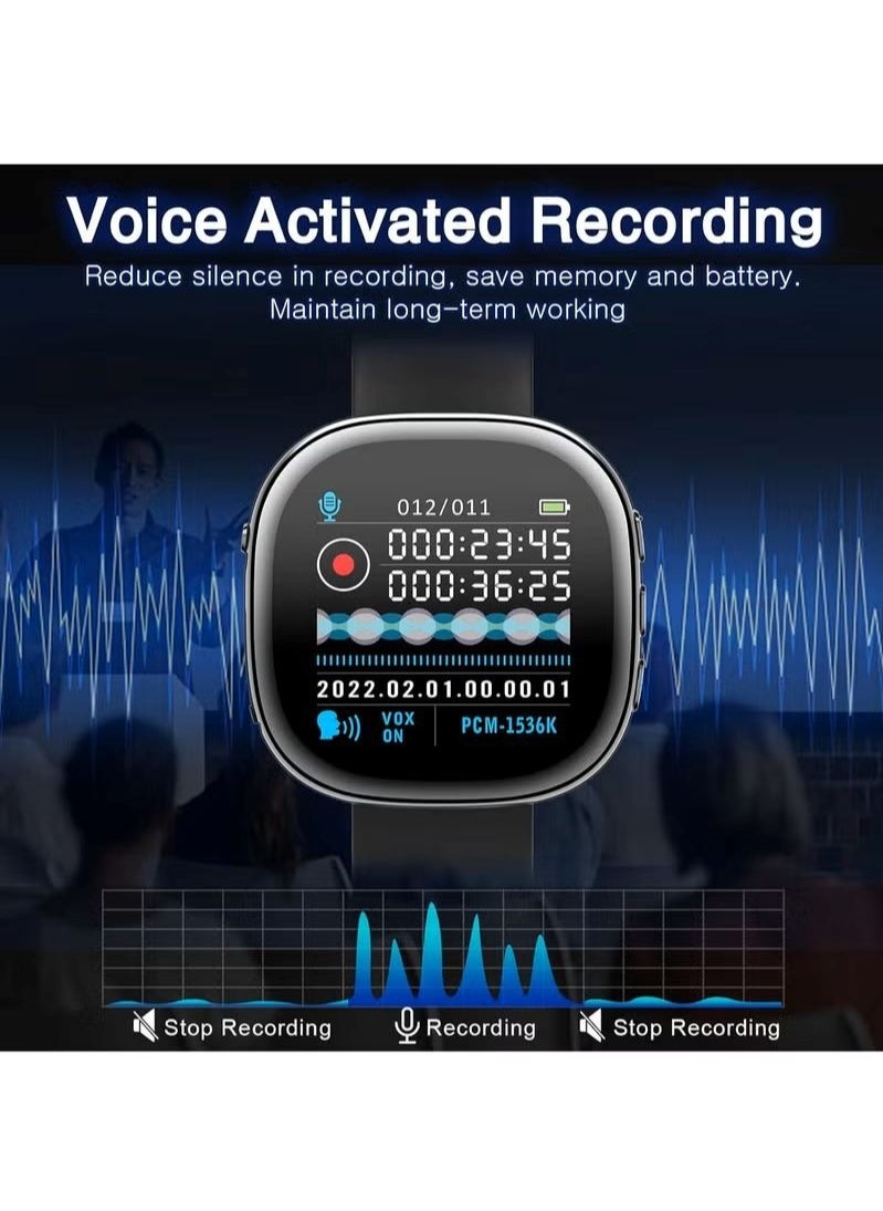 Generic - Voice Recorder Watch, Digital Screen Audio Voice Activated Recorder with Playback 50H Continuous Recording Battery Time, MP3 Player Records for Lectures, Meetings, Interviews - Image 1