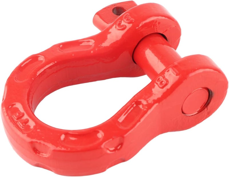 D Ring Shackle, Towing Clevis Winch Tow Shackle, 8T/17600lbs Load Capacity with 32T/70400lbs Breaking Strength, Universal D Ring Shackle for Vehicle Recovery, Made of Premium Heat (Red) - Image 1