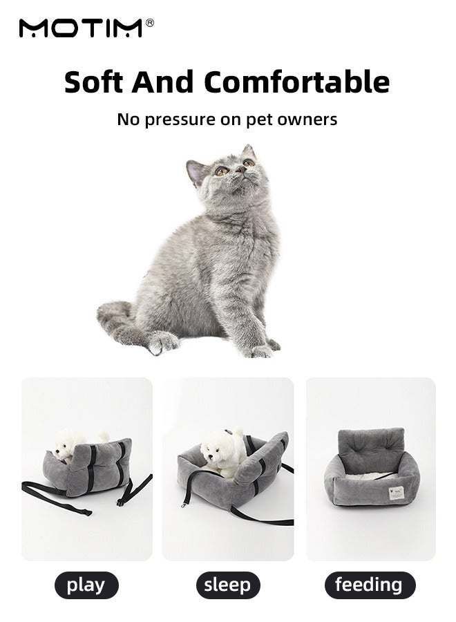 Motim Car Pet Booster Seat for Dog Cat, Portable Travel Pet Safety Car Seat Dog Travel Bed Bag, Folding Carrier with Adjustable Seat Belt - Image 5