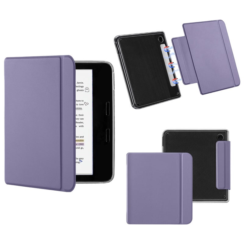 Vane Oak Magnetic Detachable Case for 7" Kobo Libra Colour (2024) / Kobo Libra 2 (2021), Slim PU Leather Case and Ultra Clear TPU Back Cover with Auto Wake/Sleep, Lavender Purple - Image 1