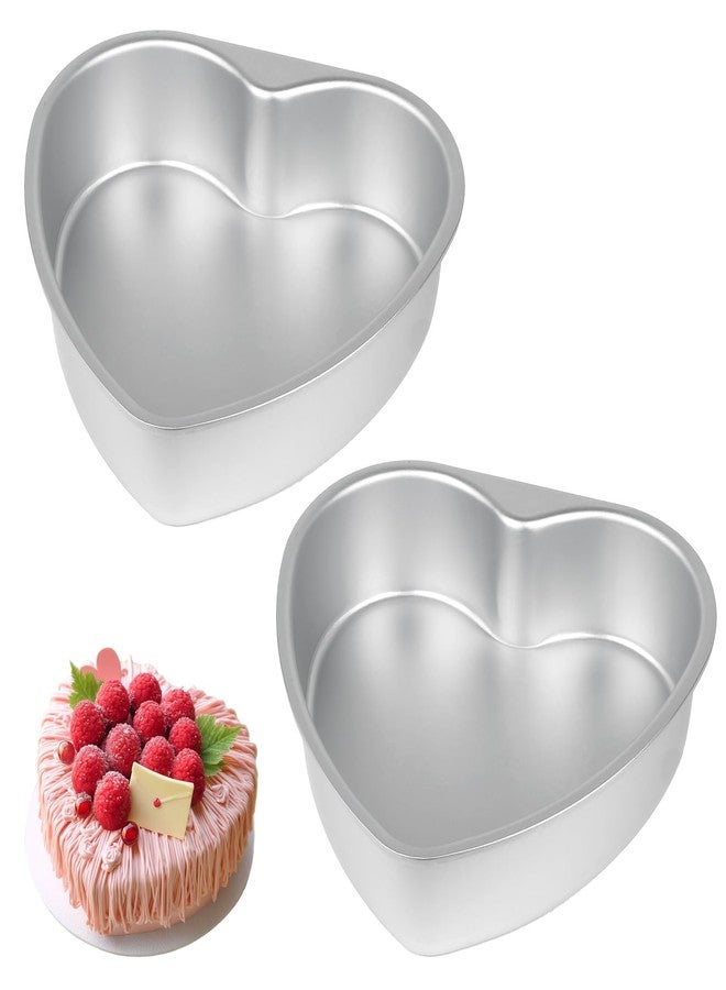 ELEMONY 8 Inch Heart Shaped Cake Pan, 2 Pack Heart Cake Pan, Aluminum Heart Shaped Cake Mold, Cake Tin Baking Pan for Valentine's Day, Weddings, Anniversaries, Parties, Family and other Cccasions - Image 1