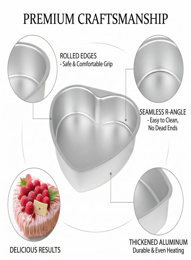 ELEMONY 8 Inch Heart Shaped Cake Pan, 2 Pack Heart Cake Pan, Aluminum Heart Shaped Cake Mold, Cake Tin Baking Pan for Valentine's Day, Weddings, Anniversaries, Parties, Family and other Cccasions - Image 3