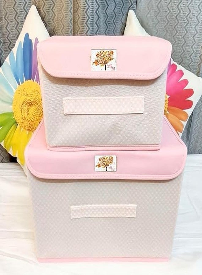 BRIKSHI pcs of 2 Foldable Organisers for Clothes - Large Cloth set Organizer for Toys Books Space Saver Utility Box (pack of 1) (lite pink)||S504 - Image 1