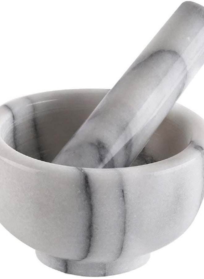 Greenco Mortar and Pestle Set, White Marble Stone Mortar and Pestle Grinding Bowl, Small 4.5 Inches, Kitchen Essential for Spices, Guacamole and More - Image 1