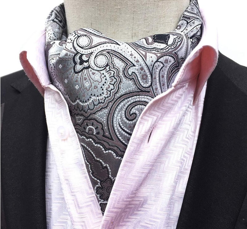Secdtie Men's Polka Dot Plaid Silk Cravat Ties Jacquard Woven Casual Ascot - Image 3